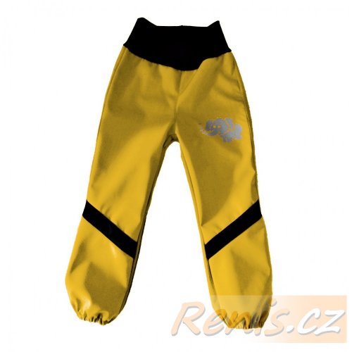 Dětské softshellové kalhoty jarní s nápletem - BARVA KALHOT: Žlutá