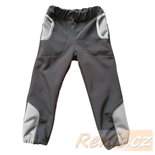 Dětské softshellové kalhoty zimní - BARVA KALHOT: Černá, BARVA PRVKŮ: Máta