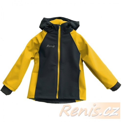 Dětská softshellová bunda zimní - BARVA BUNDY: Černá, BARVA BUNDY (rukávy / boky): Žlutá