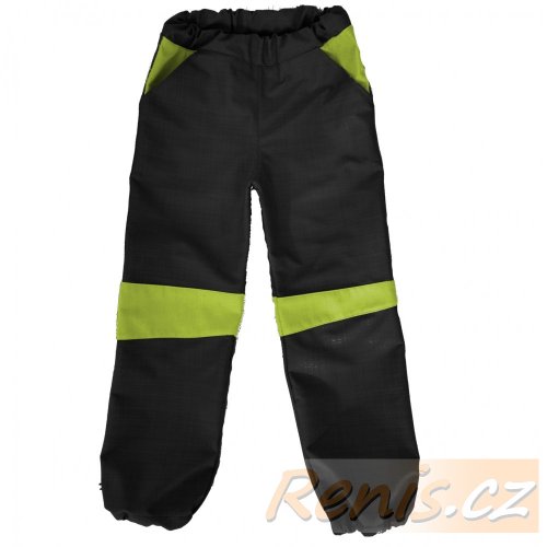 Dětské softshellové kalhoty jarní - BARVA KALHOT: Černá, BARVA PRVKŮ: Tyrkys