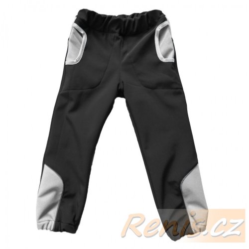 Dětské softshellové kalhoty zimní - BARVA KALHOT: Černá, BARVA PRVKŮ: Mango