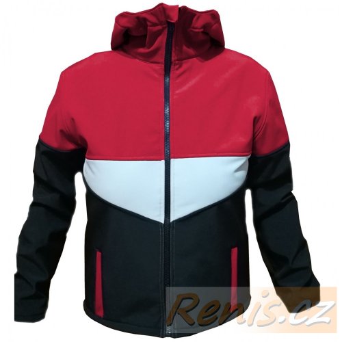 Dětské softshellová bunda zimní - BARVA BUNDY: Červená, BARVA BUNDY (spodní díl): Černá