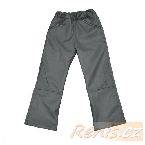 Dětské softshellové kalhoty jarní - BARVA KALHOT: Černá, BARVA PRVKŮ: Tmavě Šedá