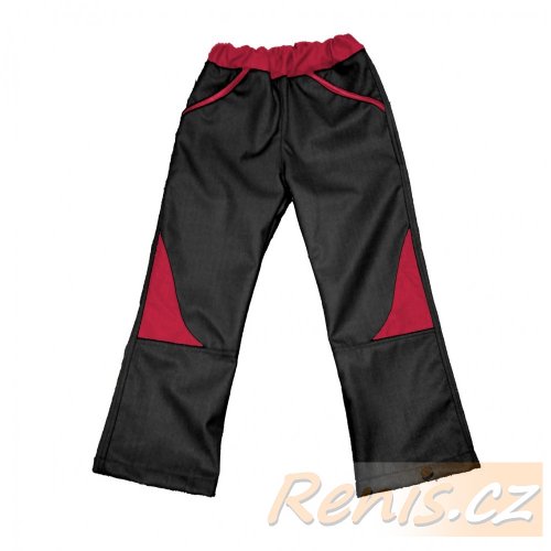 Dětské softshellové kalhoty jarní - BARVA KALHOT: Černá, BARVA PRVKŮ: Růžová