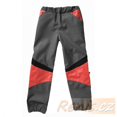 Dětské softshellové kalhoty jarní - BARVA KALHOT: Černá, BARVA PRVKŮ: Červená