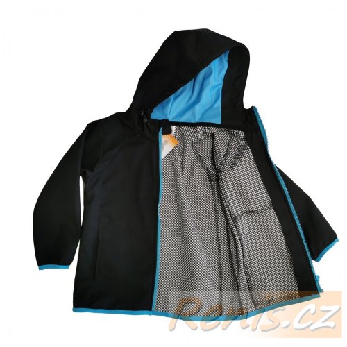 Dětská softshellová bunda jarní - BARVA BUNDY: Modrá, BARVA ZIPU: Černá