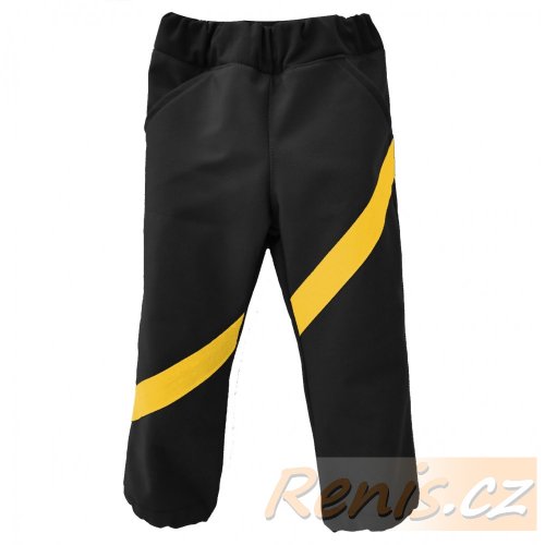 Dětské softshellové kalhoty zimní - BARVA KALHOT: Tmavě Šedá, BARVA PRVKŮ: Žlutá