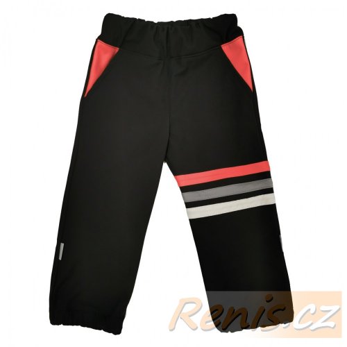 Dětské softshellové kalhoty zimní - BARVA KALHOT: Černá, BARVA PRVKŮ: Červená
