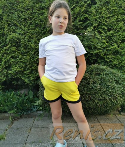 Dívčí kraťasy teplákovina - BARVA KRAŤASŮ: Žlutá