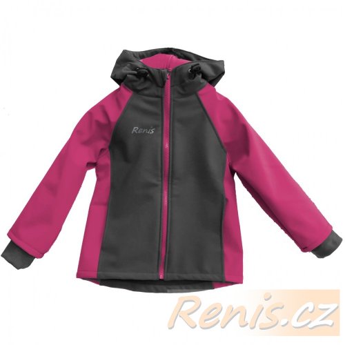 Dětská softshellová bunda zimní - BARVA BUNDY: Černá, BARVA BUNDY (rukávy / boky): Růžová