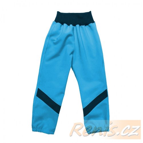 Dětské softshellové kalhoty zimní s nápletem - BARVA KALHOT: Tyrkys