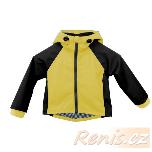 Dětské softshellová bunda jarní - BARVA BUNDY: Žlutá, BARVA BUNDY (rukávy / boky): Černá